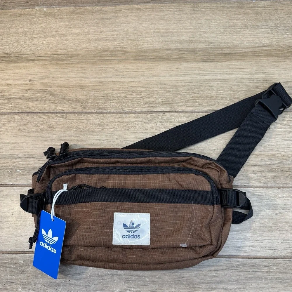 Adidas Rectangle 2.0 Crossbody Fanny Pack Waist Bag Preloved Brown/Black NWT
